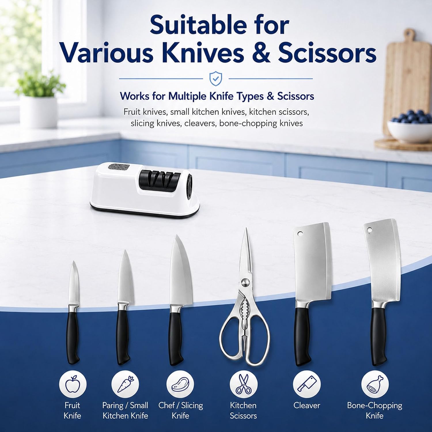 3-Stage Electric & Manual Knife Sharpener