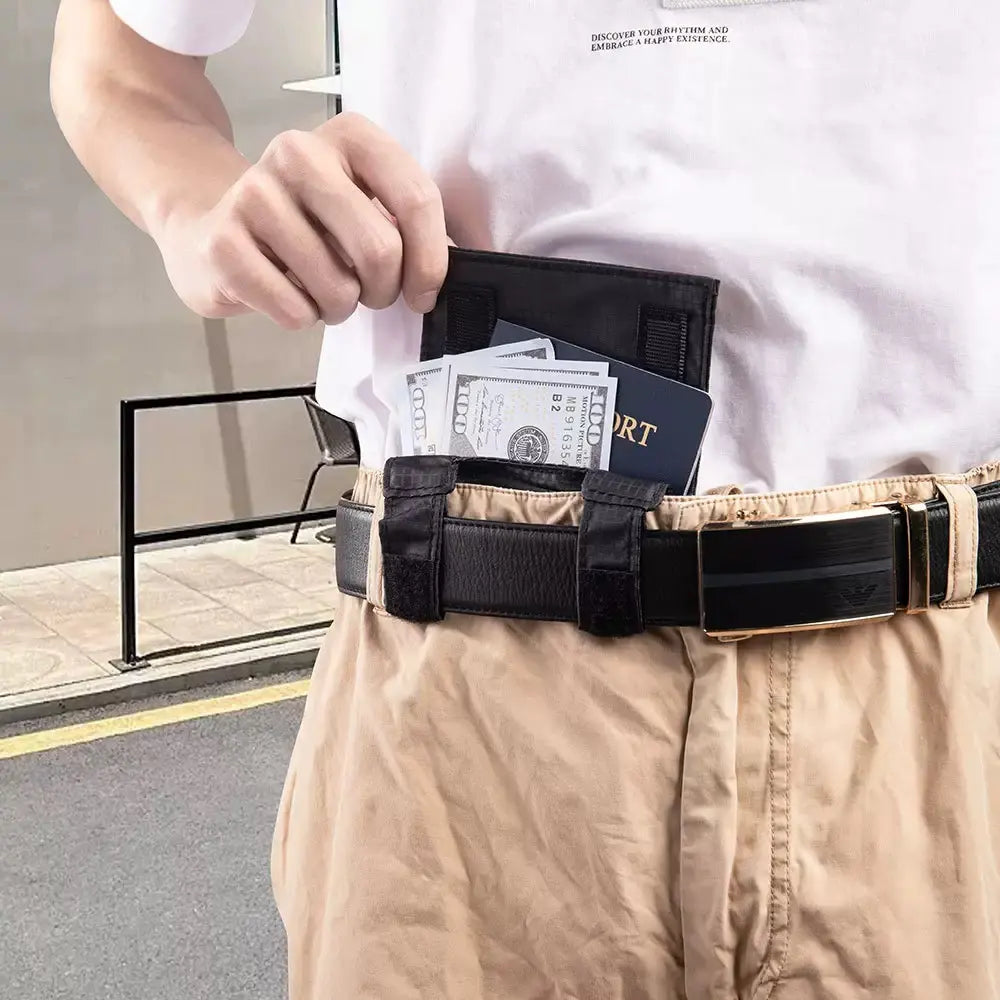 Anti-Theft Slim Passport & Phone Travel Waist Pouch – Belt-Attachable Document Bag
