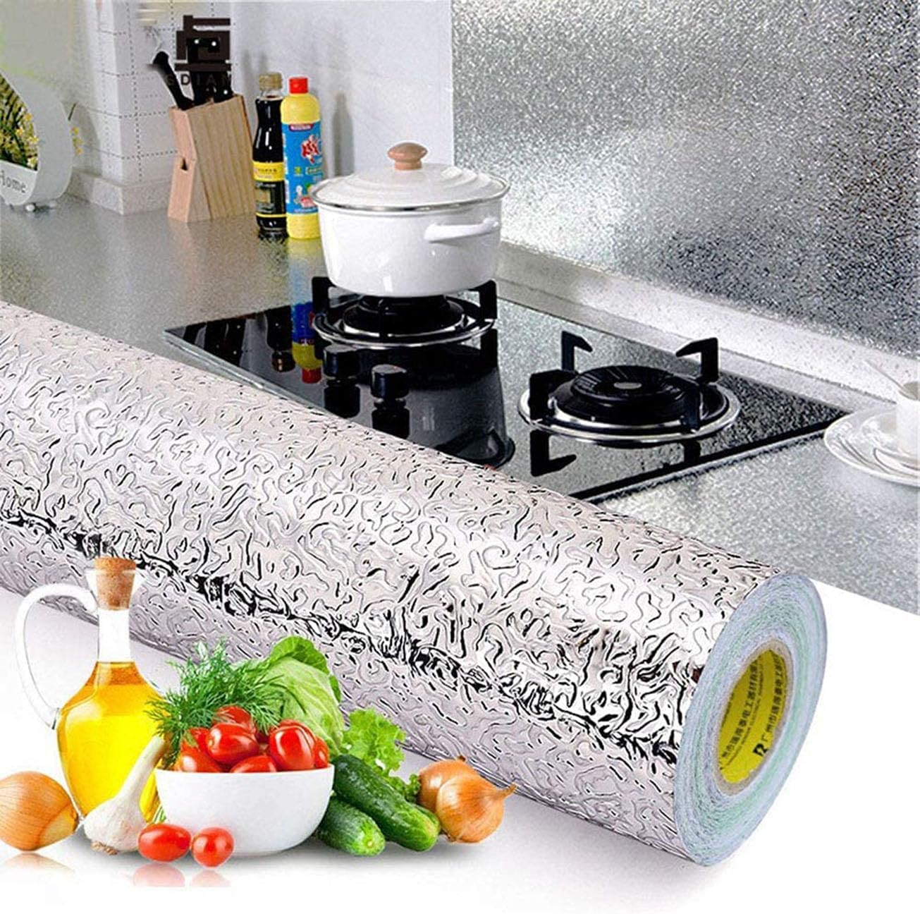 Kitchen Waterproof Oil Proof Aluminum Foil Sticker 🧽