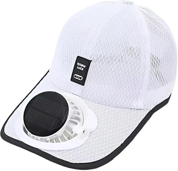 Solar Fan Baseball Cap - UV Protection Wide Brim Mesh Hat with Solar & USB Power for Outdoor Heat Relief