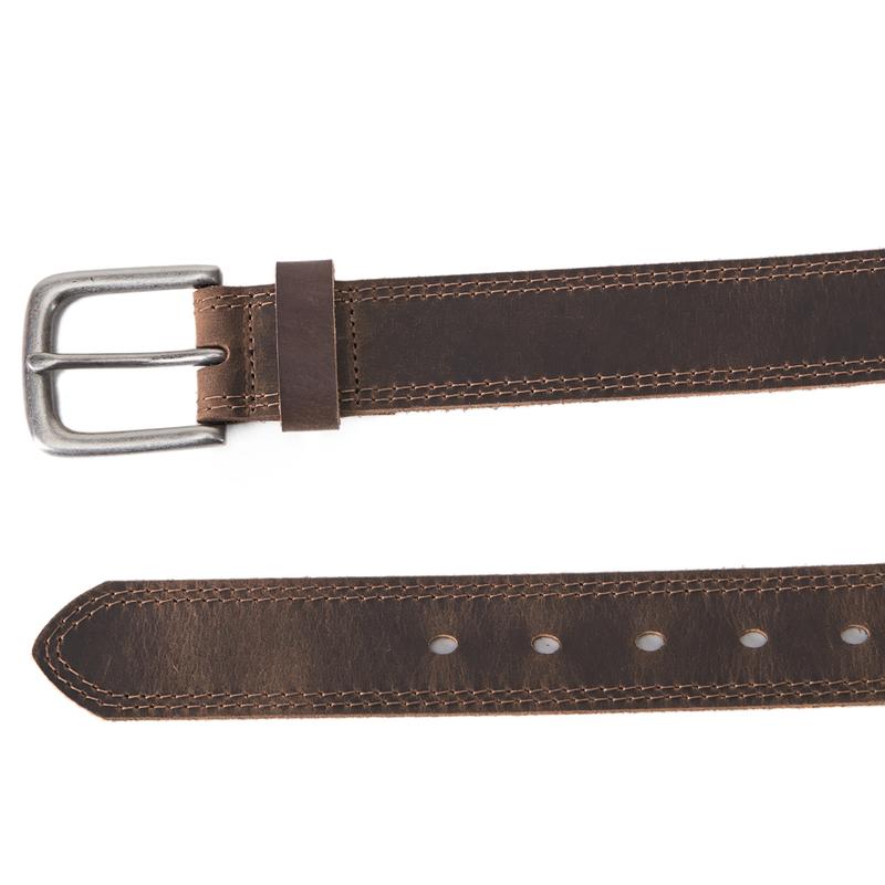 Men's 100% Leather Heavy Duty Belt with Buckle - Adjustable Fit Casual/Work Jeans Belt, Durable Fashion Accessory, Gifts for Adults (Birthday, Father's Day)