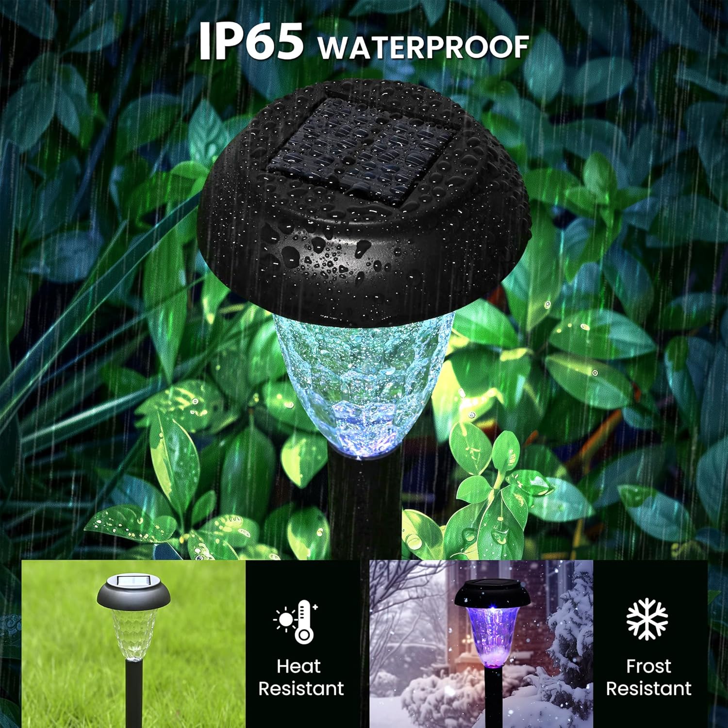 Solar-powered seven-color lawn lights