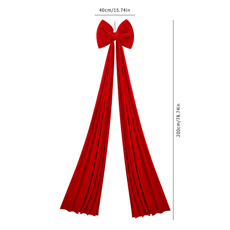 Knitgrip 16x79 in Large Christmas Velvet Bow, Deep Red