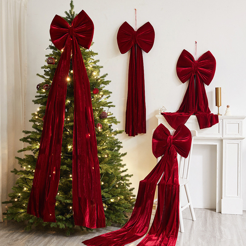 Knitgrip 16x79 in Large Christmas Velvet Bow, Deep Red