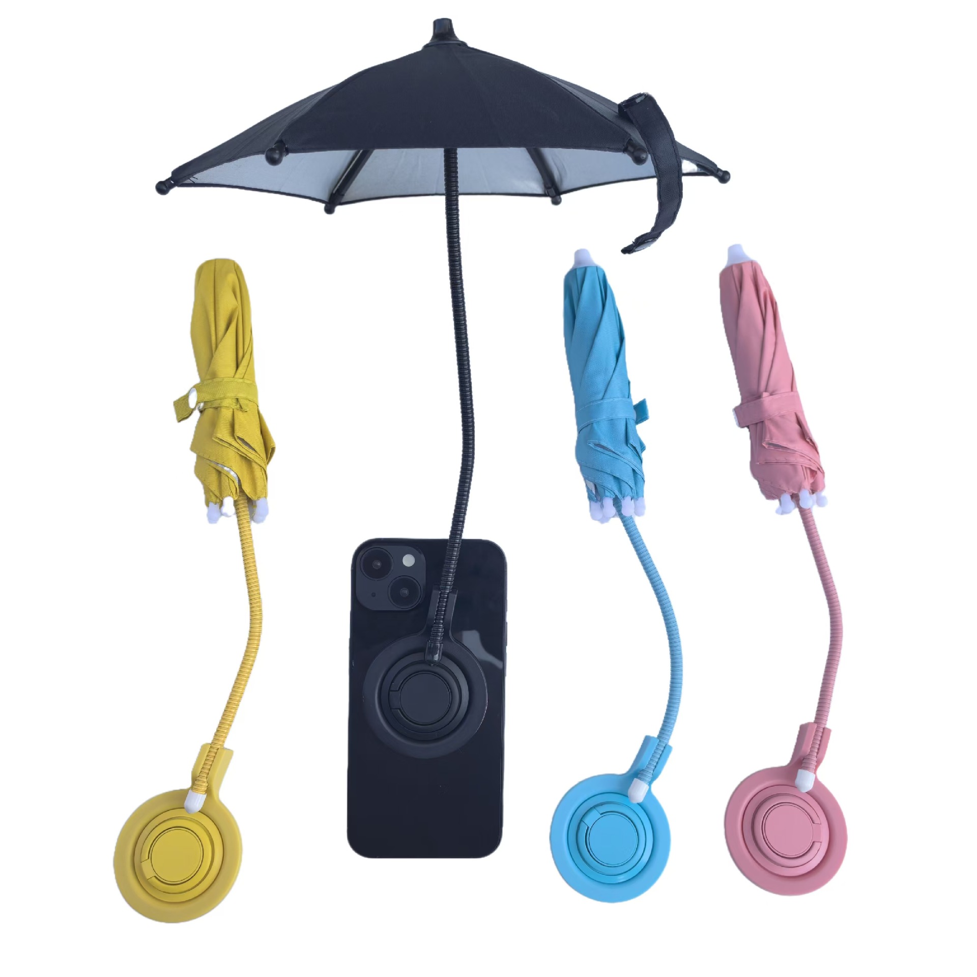 Magnetic telescopic phone holder umbrella