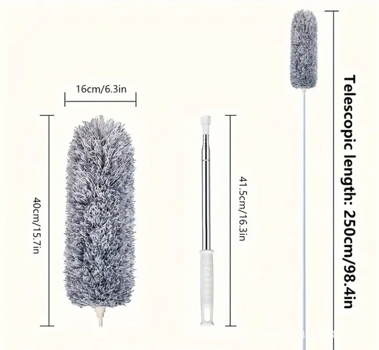 Long Handle Microfiber Feather Ceiling Duster, with 100 inches Extra Long Pole, Bendable Head & Scratch-Resistant Hat for Cleaning Ceiling Fan