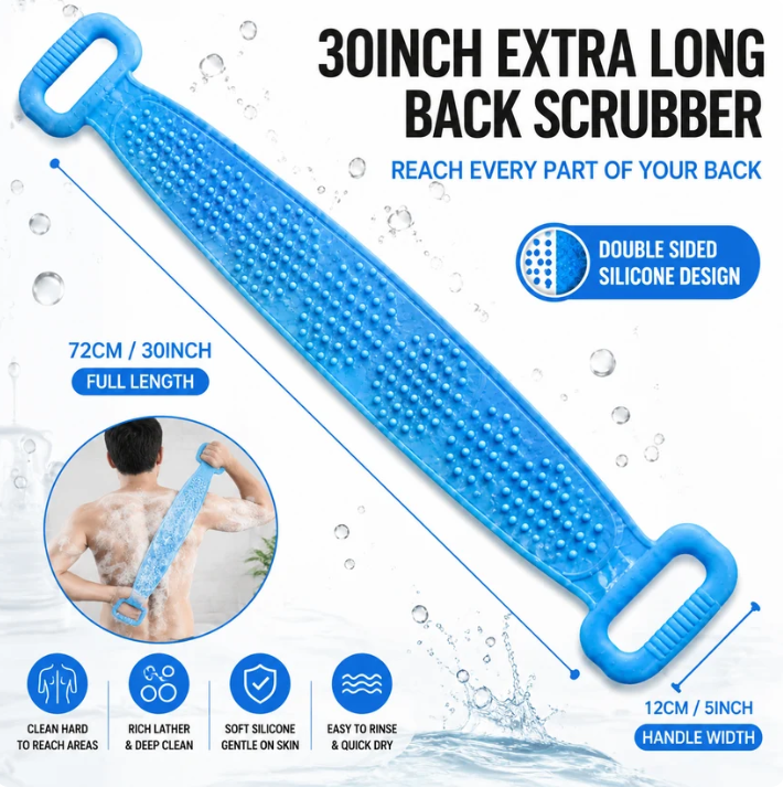 🛁Limited-Time 50% OFF 💦Silicone Bath Brush Double-Sided Exfoliating Back Scrubber
