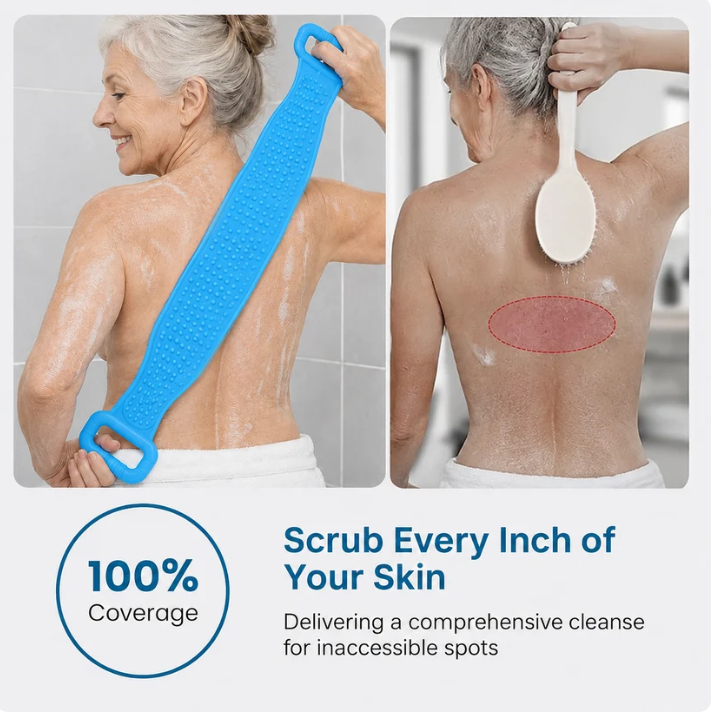🛁Limited-Time 50% OFF 💦Silicone Bath Brush Double-Sided Exfoliating Back Scrubber