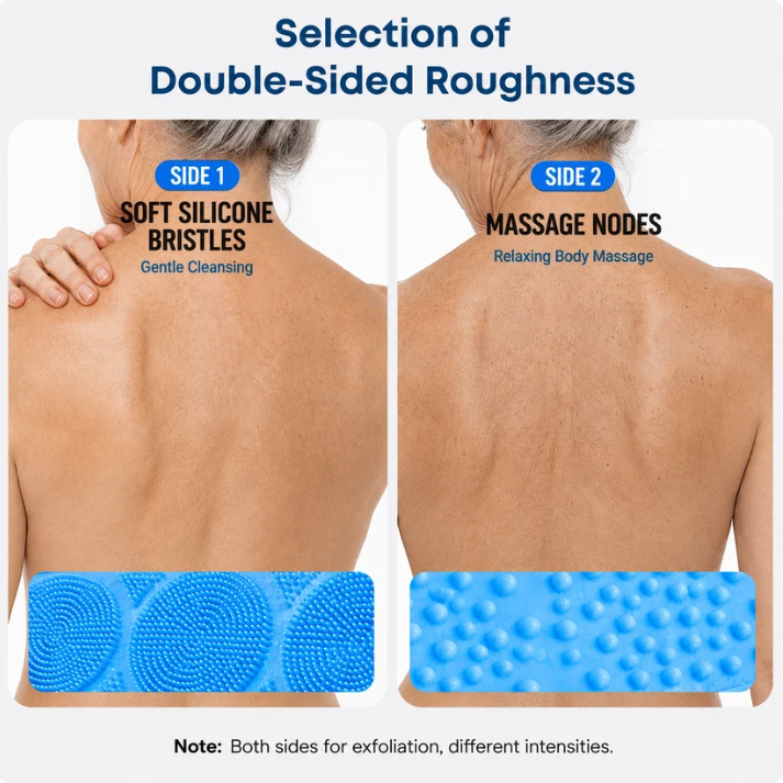 🛁Limited-Time 50% OFF 💦Silicone Bath Brush Double-Sided Exfoliating Back Scrubber