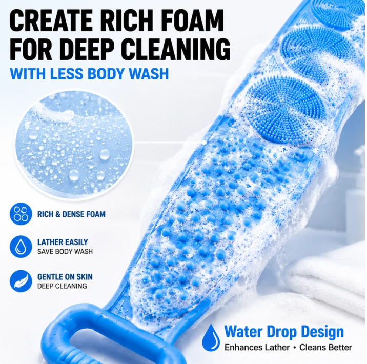 🛁Limited-Time 50% OFF 💦Silicone Bath Brush Double-Sided Exfoliating Back Scrubber