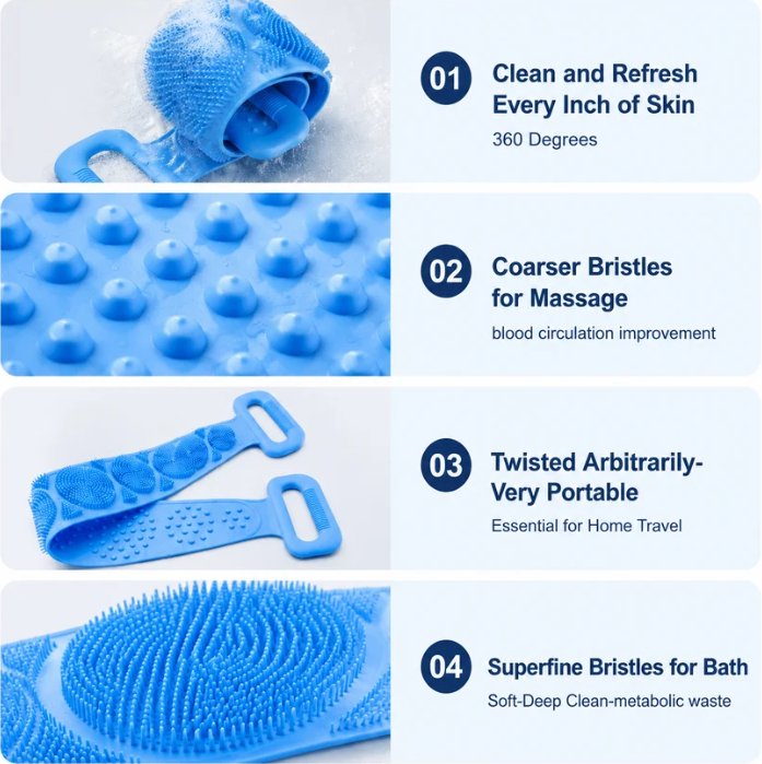 🛁Limited-Time 50% OFF 💦Silicone Bath Brush Double-Sided Exfoliating Back Scrubber