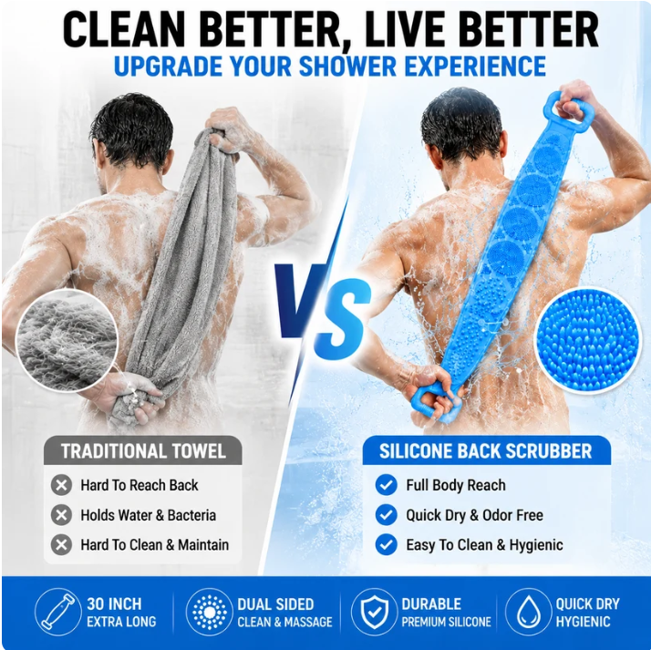 🛁Limited-Time 50% OFF 💦Silicone Bath Brush Double-Sided Exfoliating Back Scrubber
