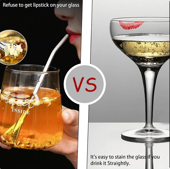 3‑Count Stainless Steel Straw‑Spoon, Multifunctional Filtered Strainer Scoop 🍹