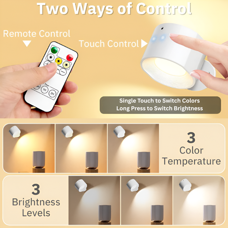 360° Rotating Magnetic Night Light - Portable Touch Remote Control Adjustment