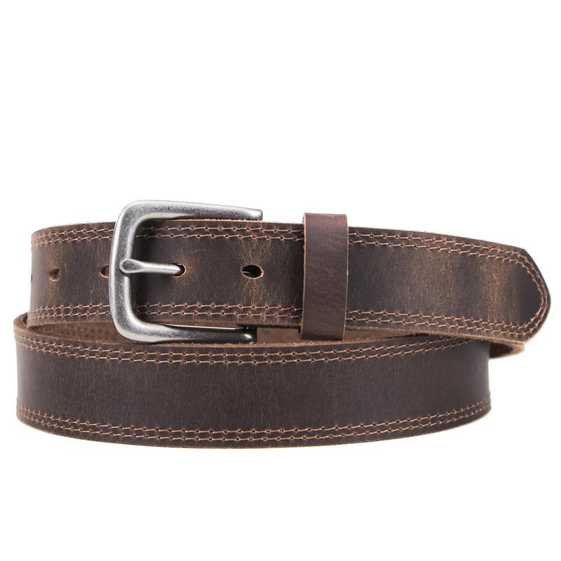 Men's 100% Leather Heavy Duty Belt with Buckle - Adjustable Fit Casual/Work Jeans Belt, Durable Fashion Accessory, Gifts for Adults (Birthday, Father's Day)