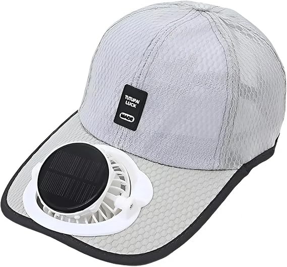 Solar Fan Baseball Cap - UV Protection Wide Brim Mesh Hat with Solar & USB Power for Outdoor Heat Relief