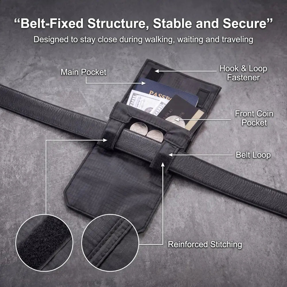 Anti-Theft Slim Passport & Phone Travel Waist Pouch – Belt-Attachable Document Bag