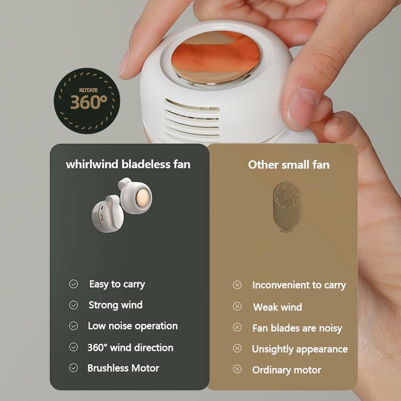 Portable clip-on silent mini bladeless electric fan