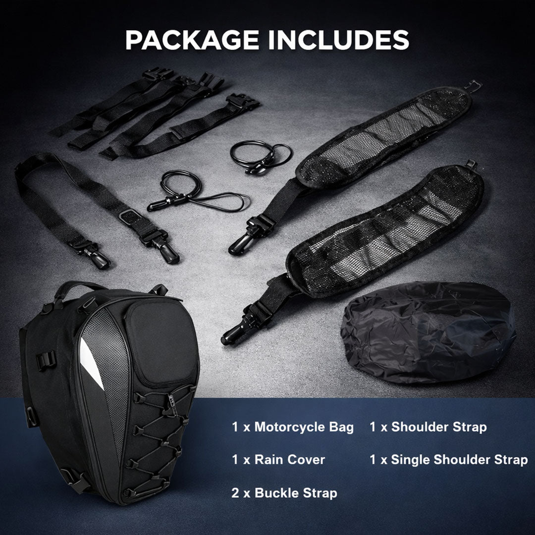 Universal Expandable Motorcycle Tail Bag (25L-38L)