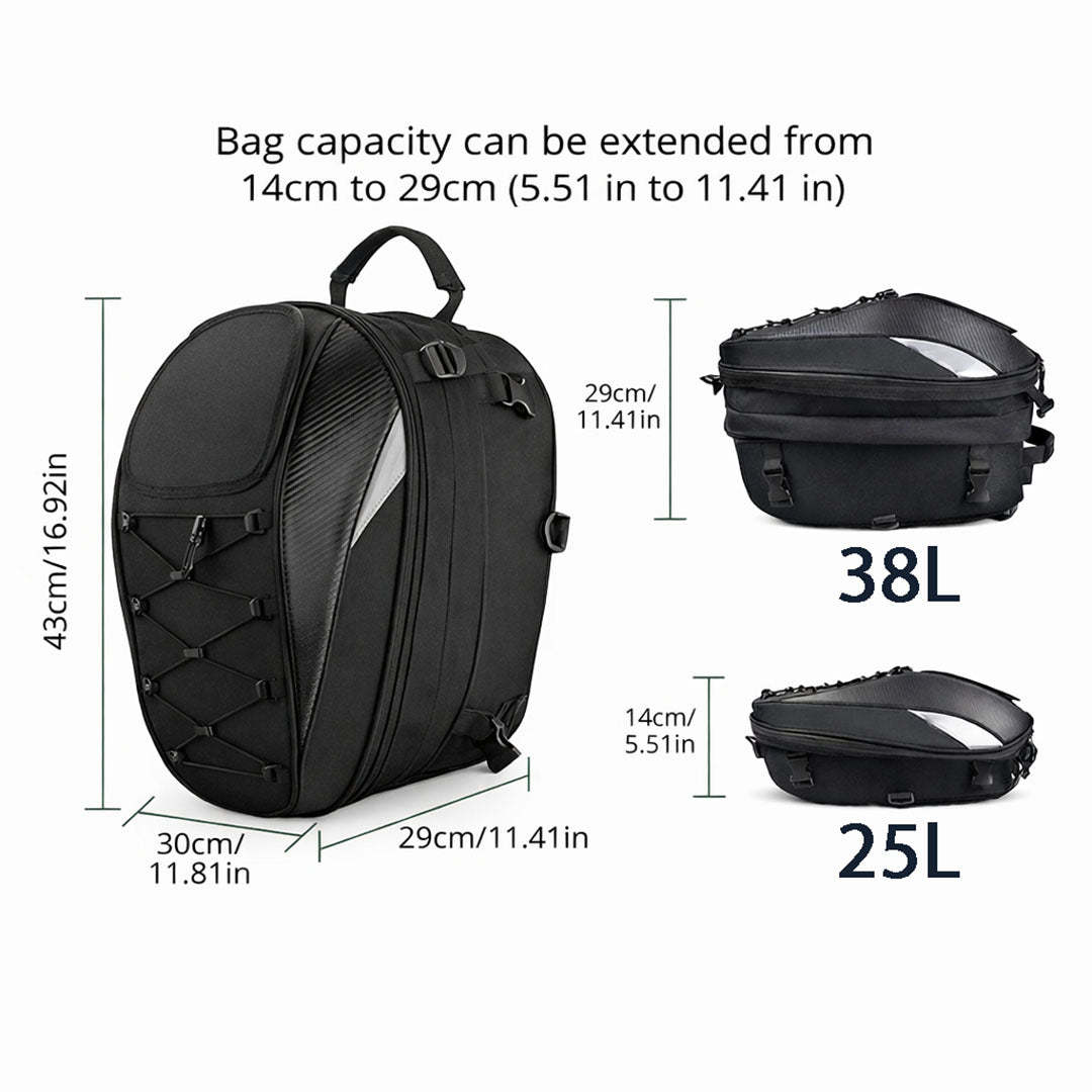Universal Expandable Motorcycle Tail Bag (25L-38L)