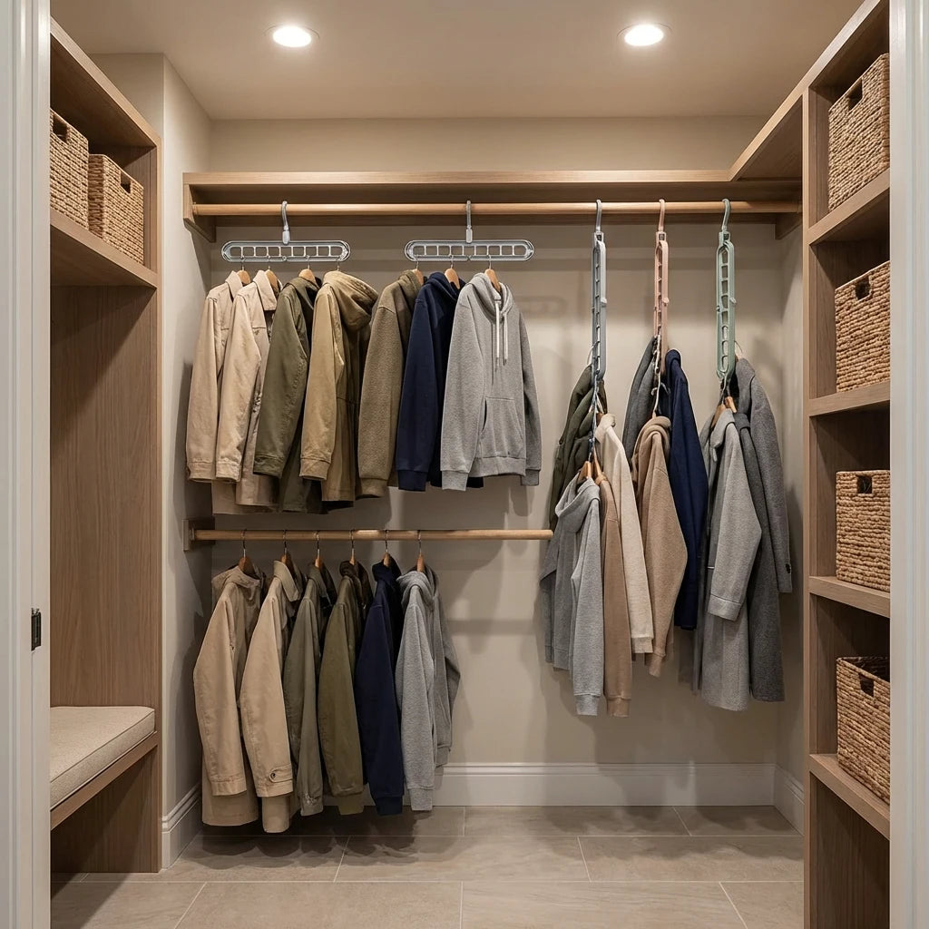 Nine-hole multi-functional rotating folding clothes hanger