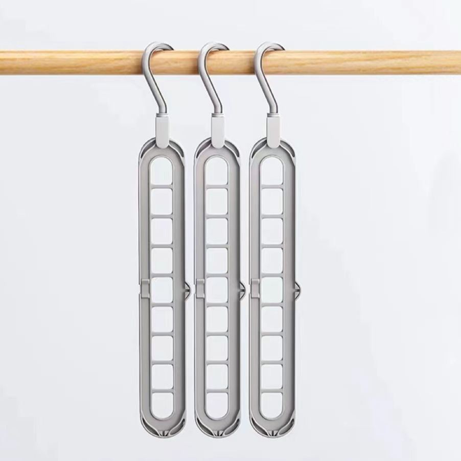 Nine-hole multi-functional rotating folding clothes hanger