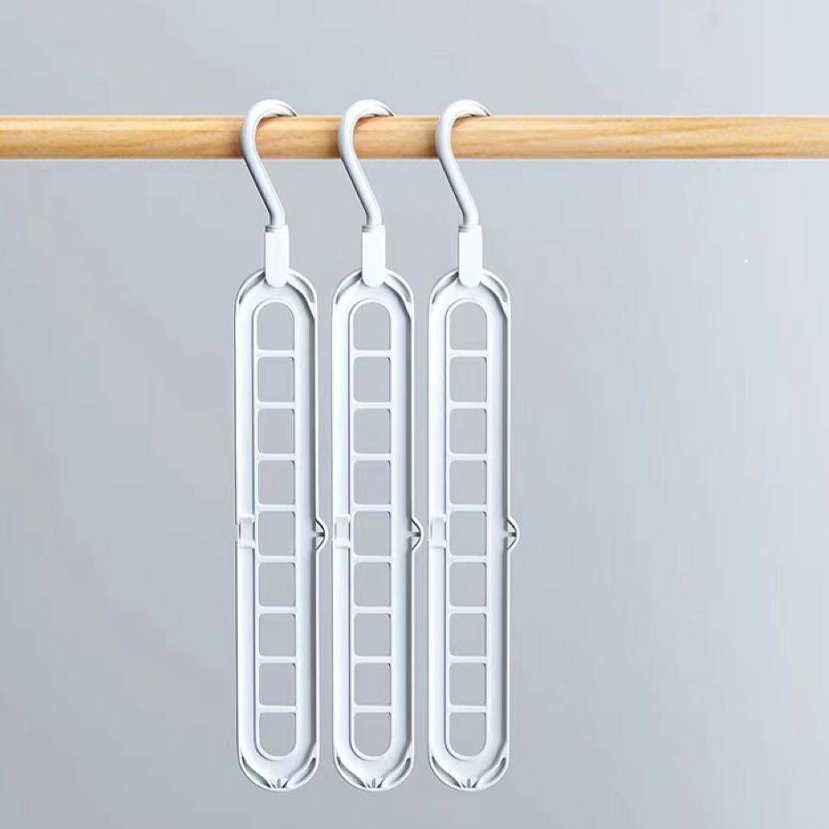 Nine-hole multi-functional rotating folding clothes hanger