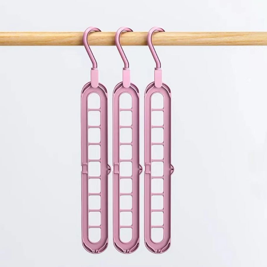 Nine-hole multi-functional rotating folding clothes hanger
