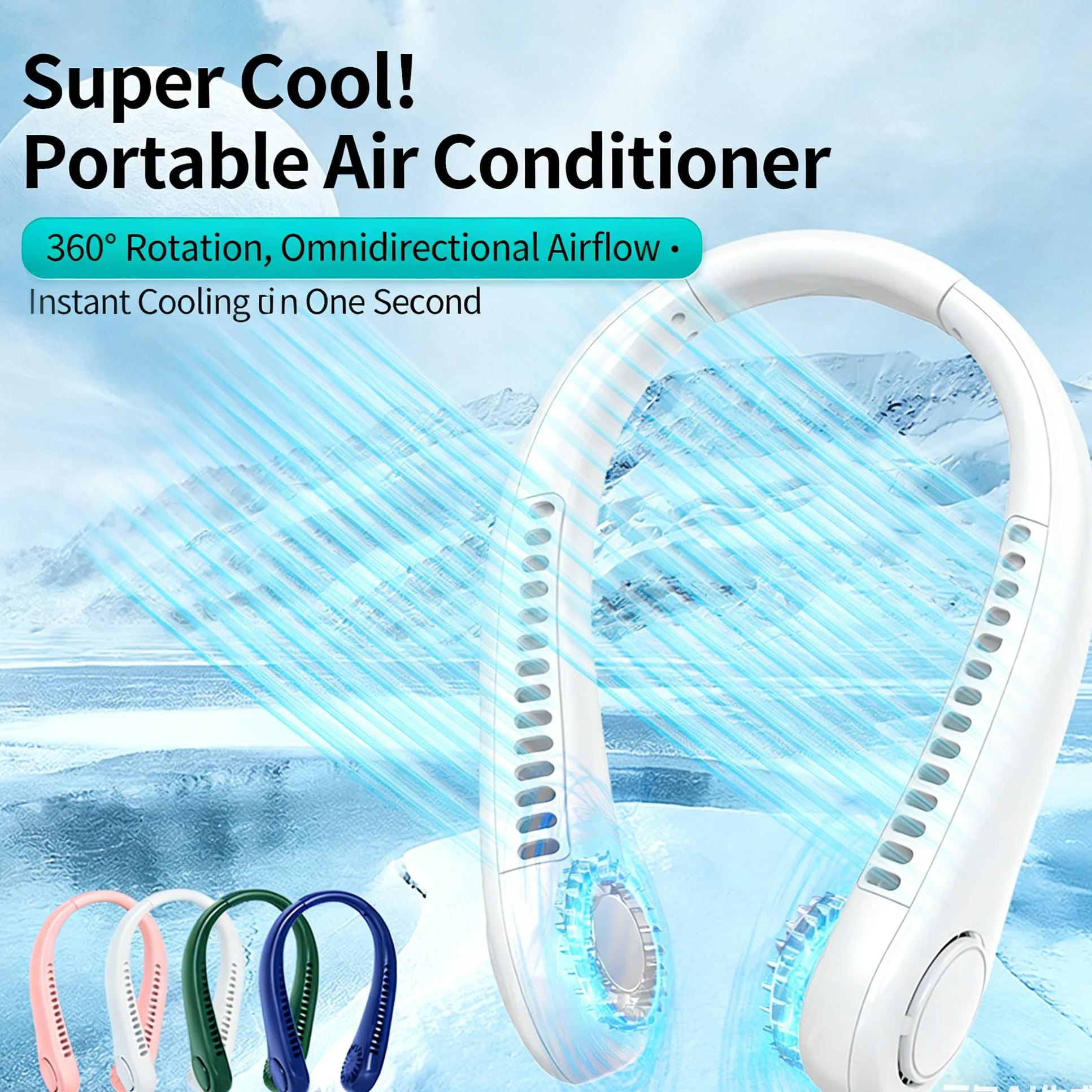 Neckband bladeless fan - portable and quiet for running and exercise