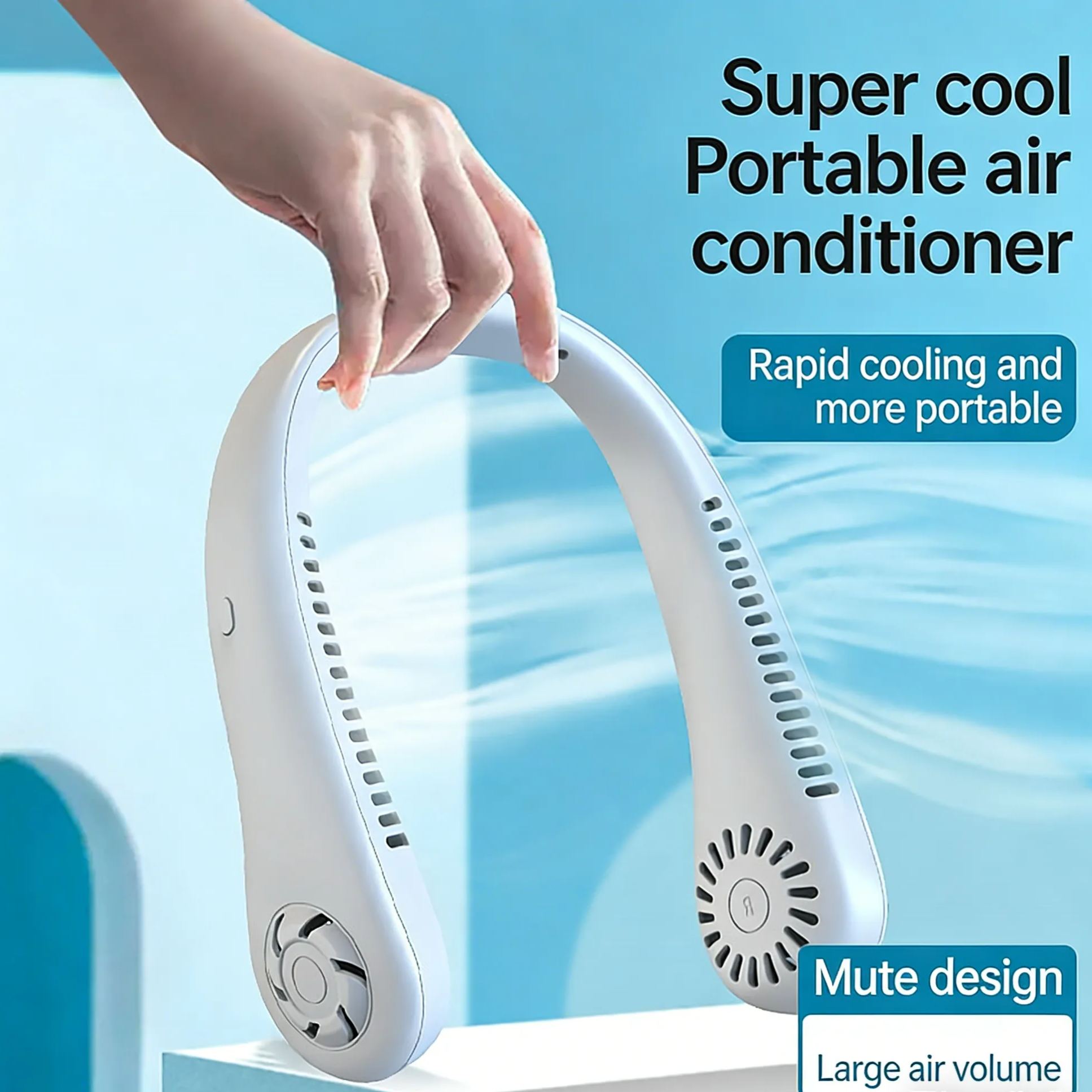 Neckband bladeless fan - portable and quiet for running and exercise