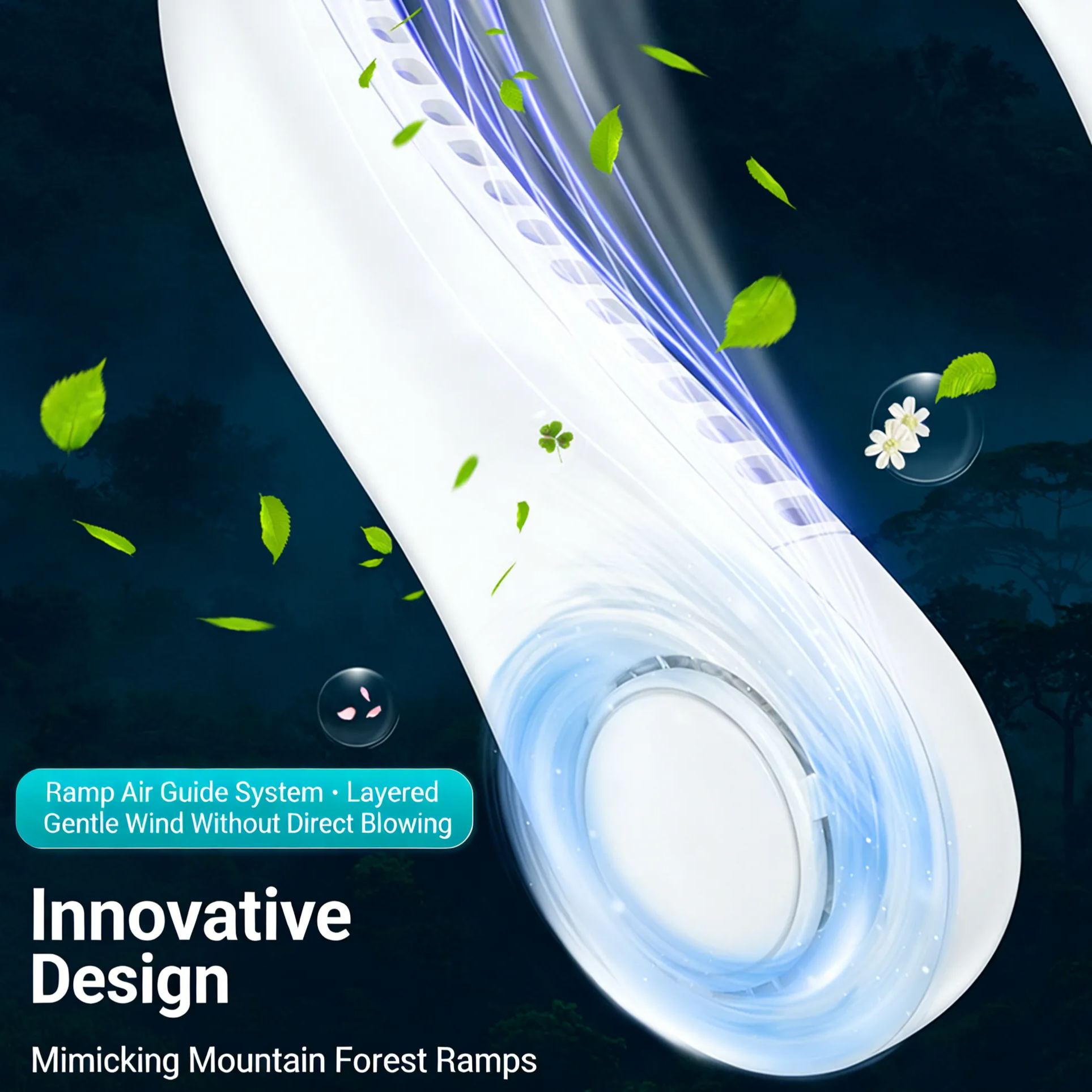 Neckband bladeless fan - portable and quiet for running and exercise