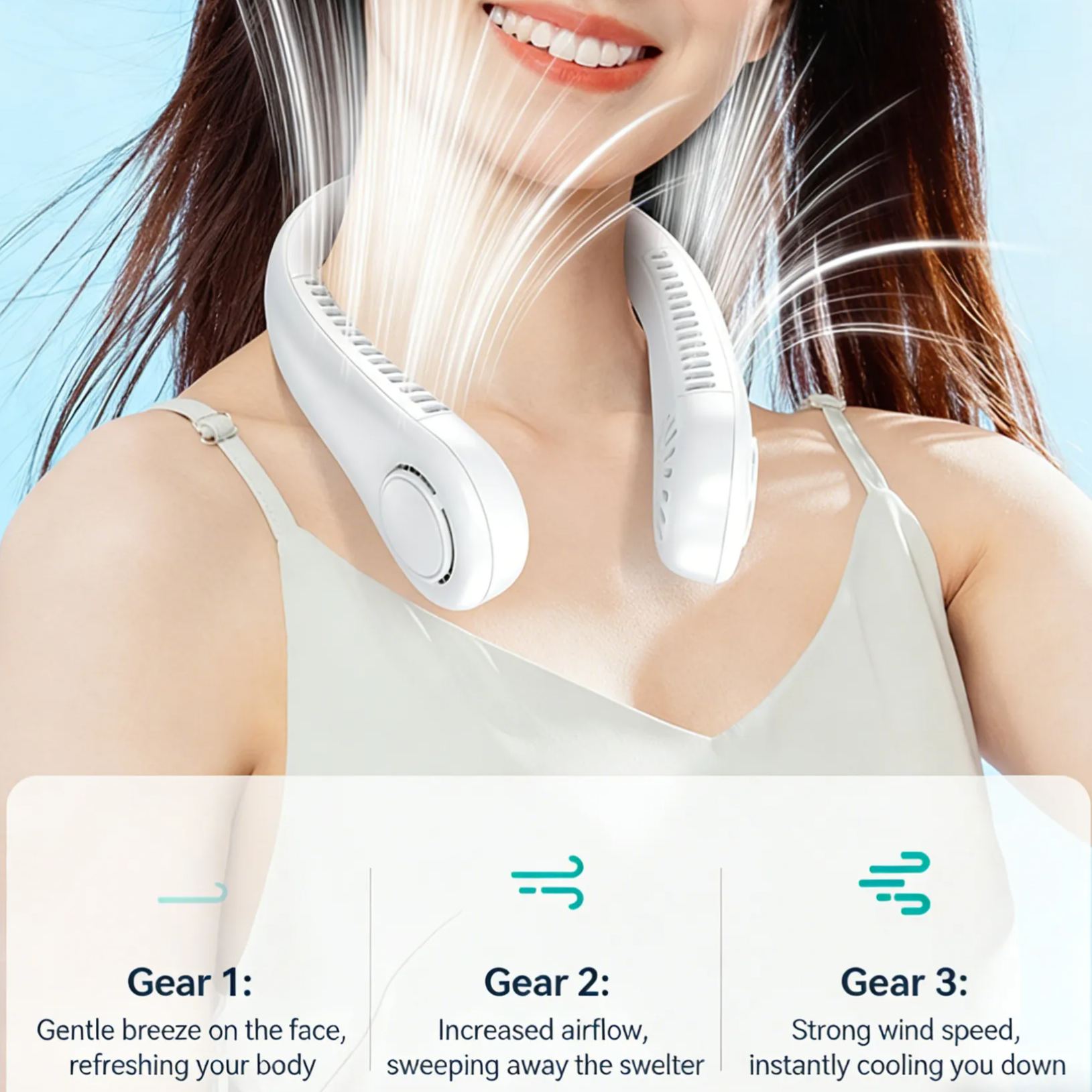 Neckband bladeless fan - portable and quiet for running and exercise