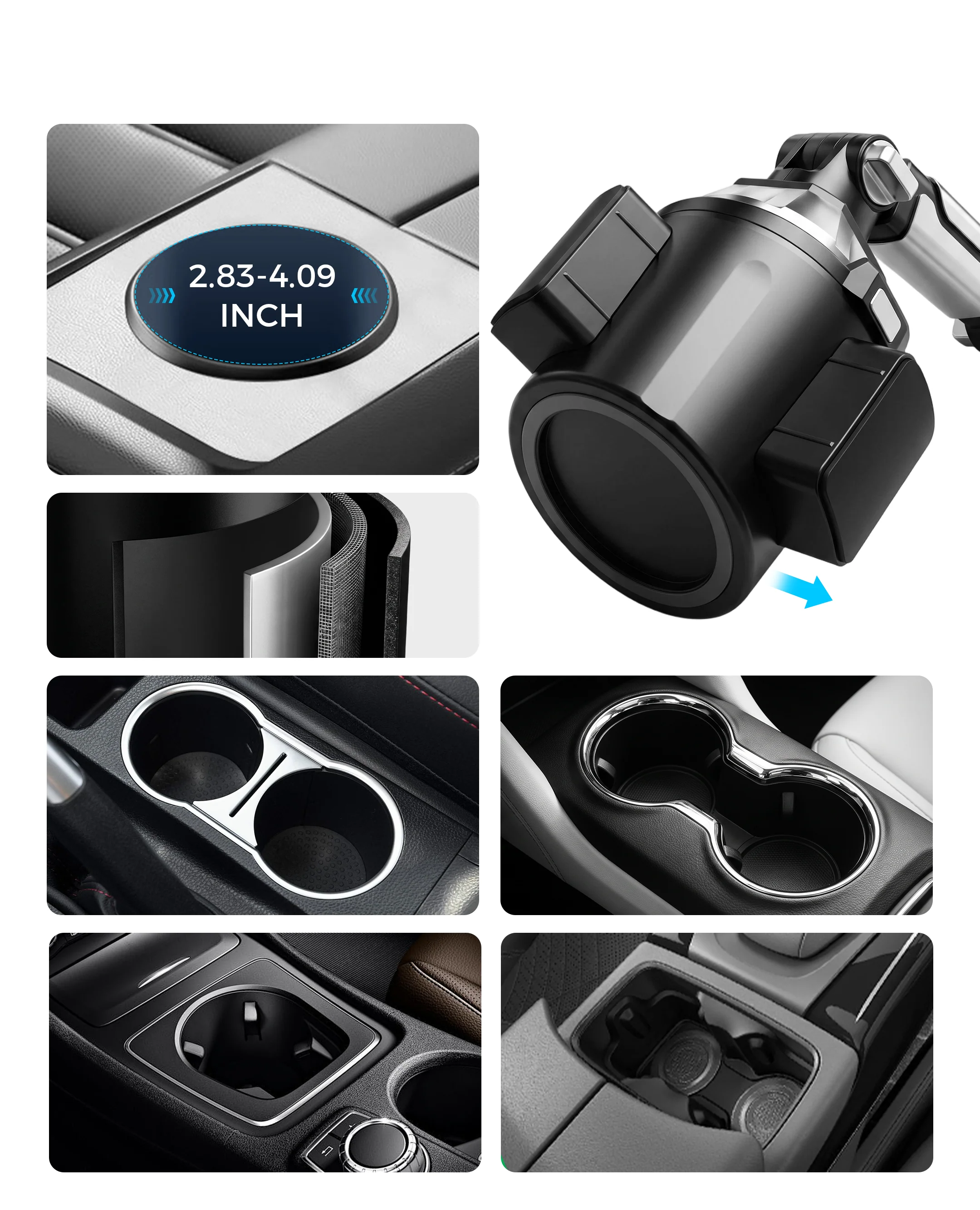 Adjustable Car Cup Holder Phone & Tablet Mount – 360° Rotating Universal Stand