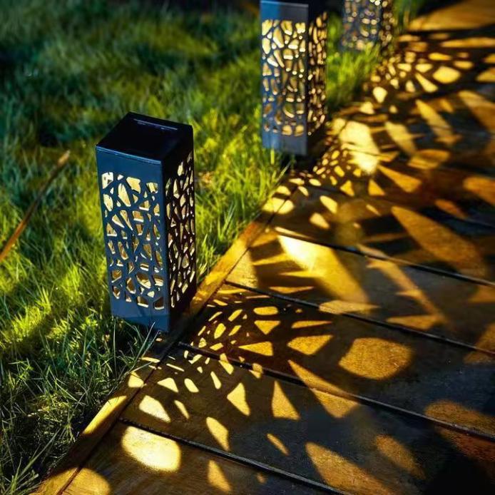 Outdoor solar-powered perforated ground light
