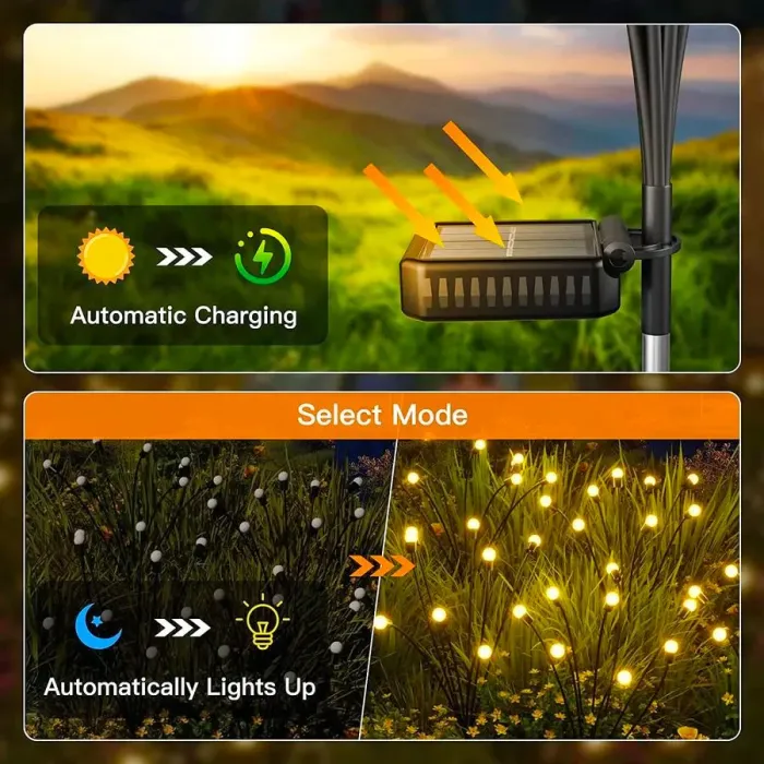 Solar-powered firefly ground lamp
