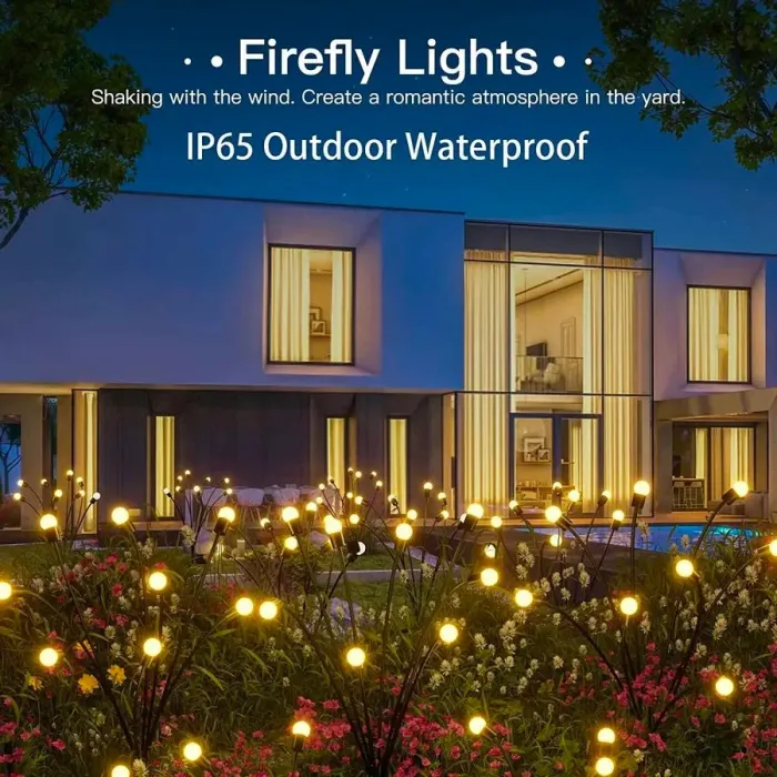 Solar-powered firefly ground lamp