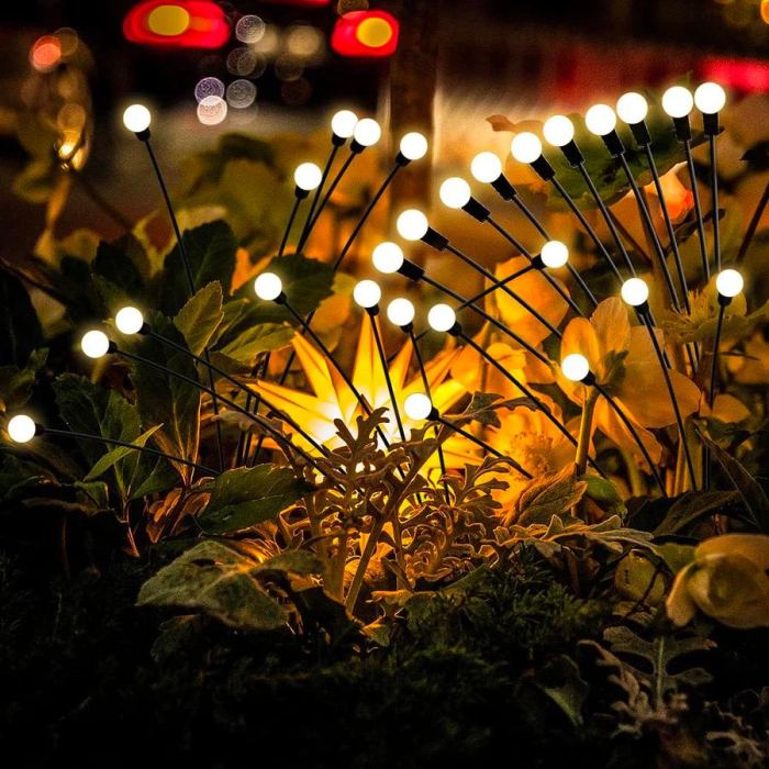 Solar-powered firefly ground lamp