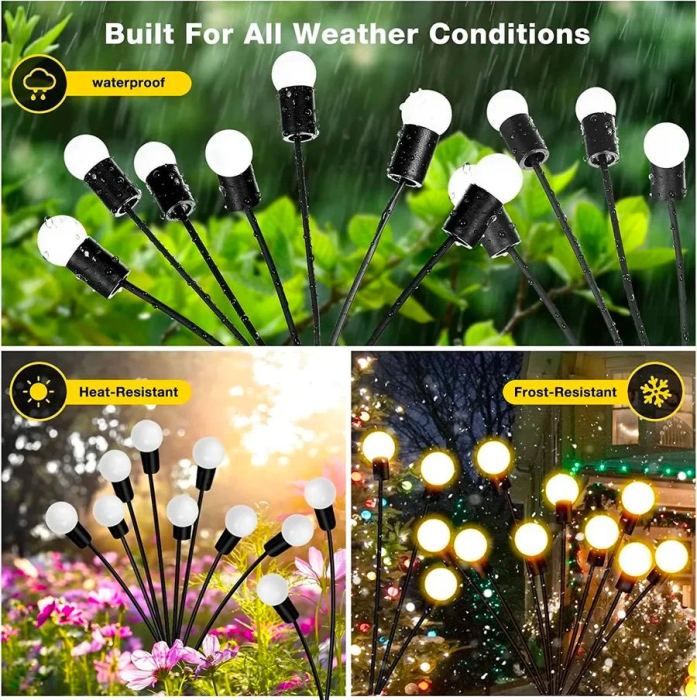 Solar-powered firefly ground lamp