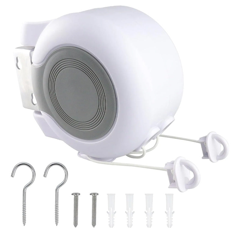 Invisible retractable clothesline with double line