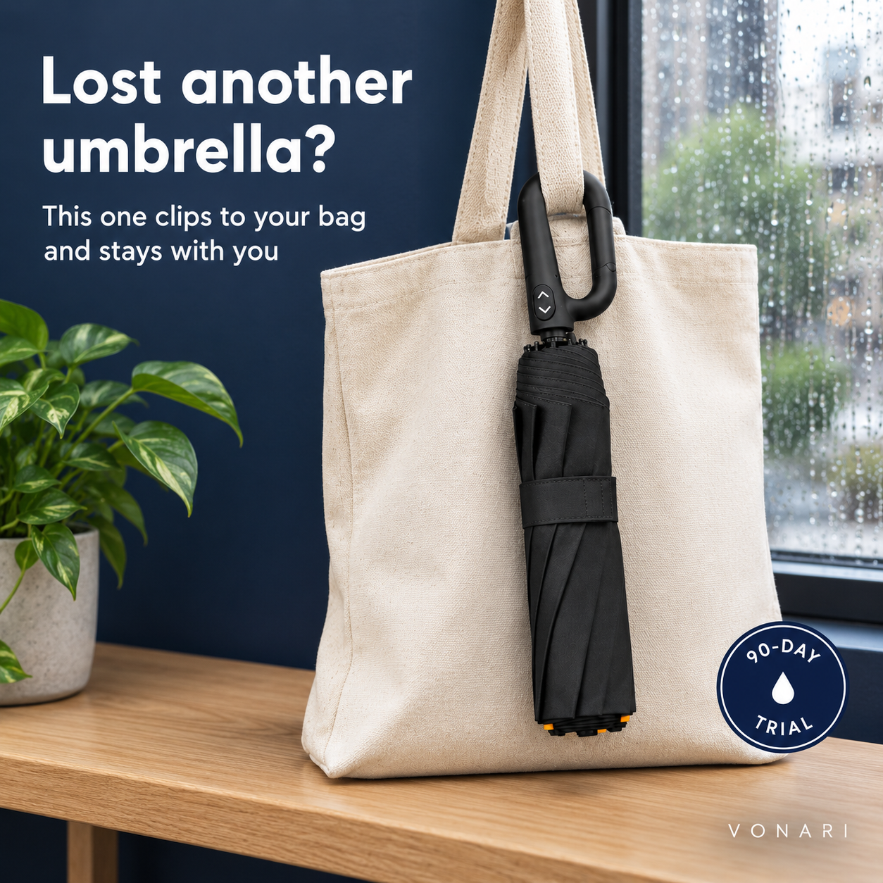 Fully Automatic Reverse Folding 2-in-1 Sun & Rain Umbrella, Black UV Protection Reflective Business Umbrella with Large Buckle
