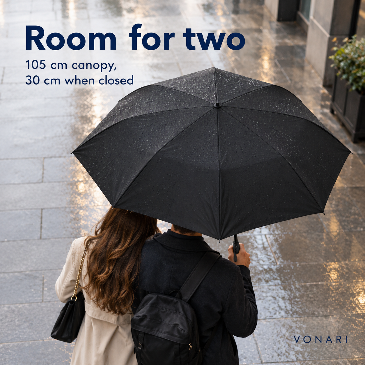 Fully Automatic Reverse Folding 2-in-1 Sun & Rain Umbrella, Black UV Protection Reflective Business Umbrella with Large Buckle