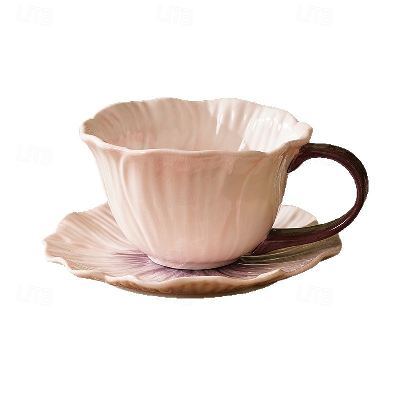 Vintage Floral Coffee Cup Set – Hand-Painted Petal Design, Perfect for Afternoon Tea & Gifts