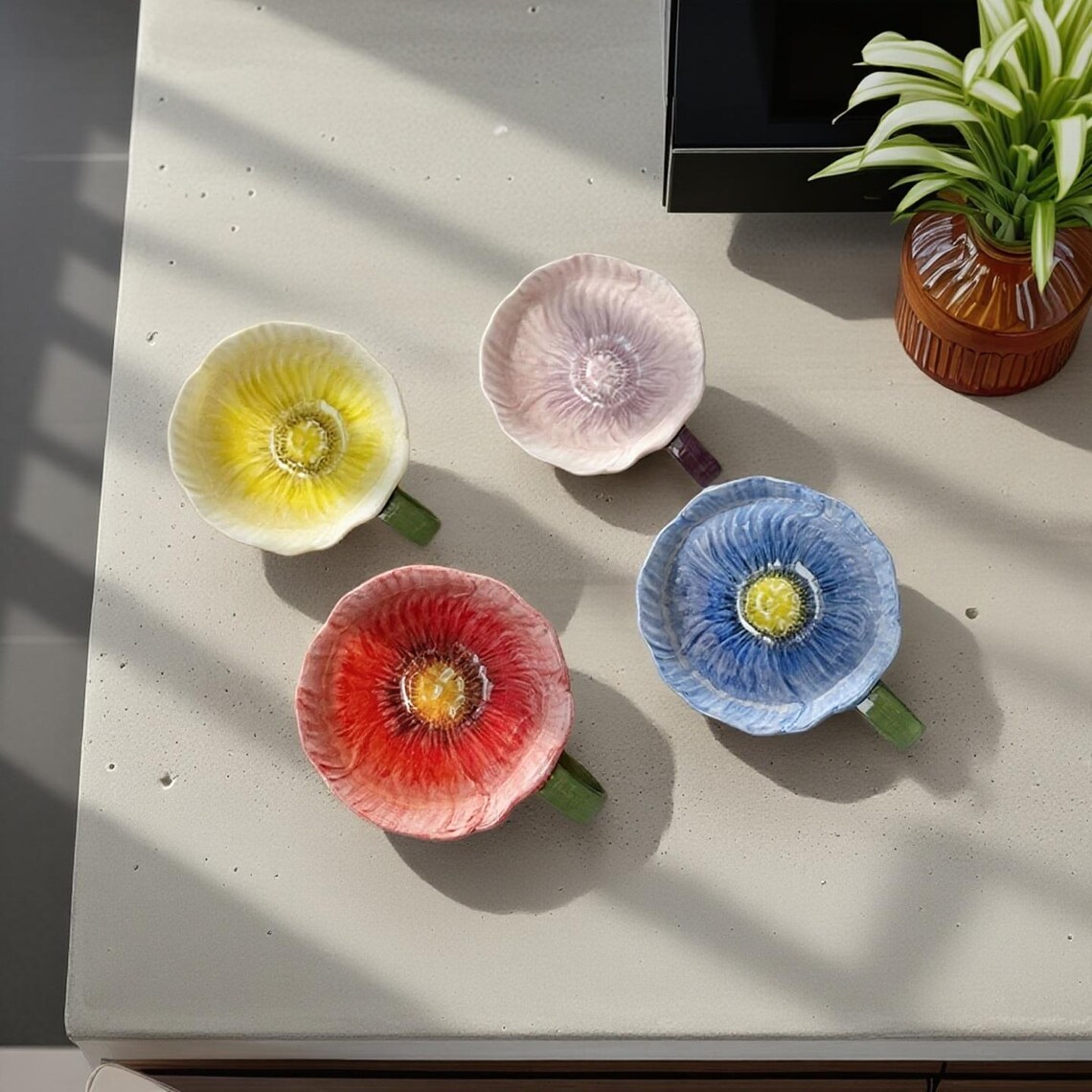 Vintage Floral Coffee Cup Set – Hand-Painted Petal Design, Perfect for Afternoon Tea & Gifts