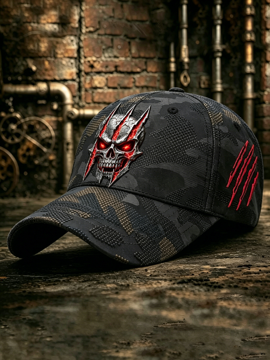 Retro Skull Art Printed Casual Baseball Cap
