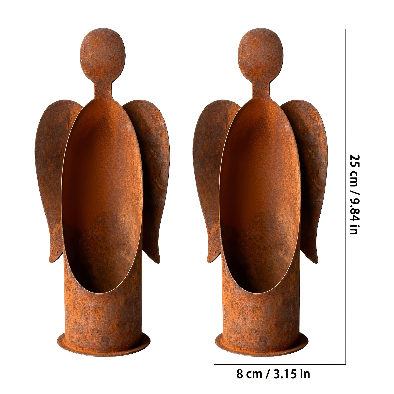 Rustic Metal Angel Garden Candle Holder and Plant Holder