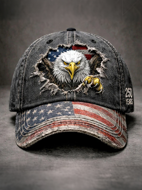 Retro Eagle American Flag Art Print Baseball Cap