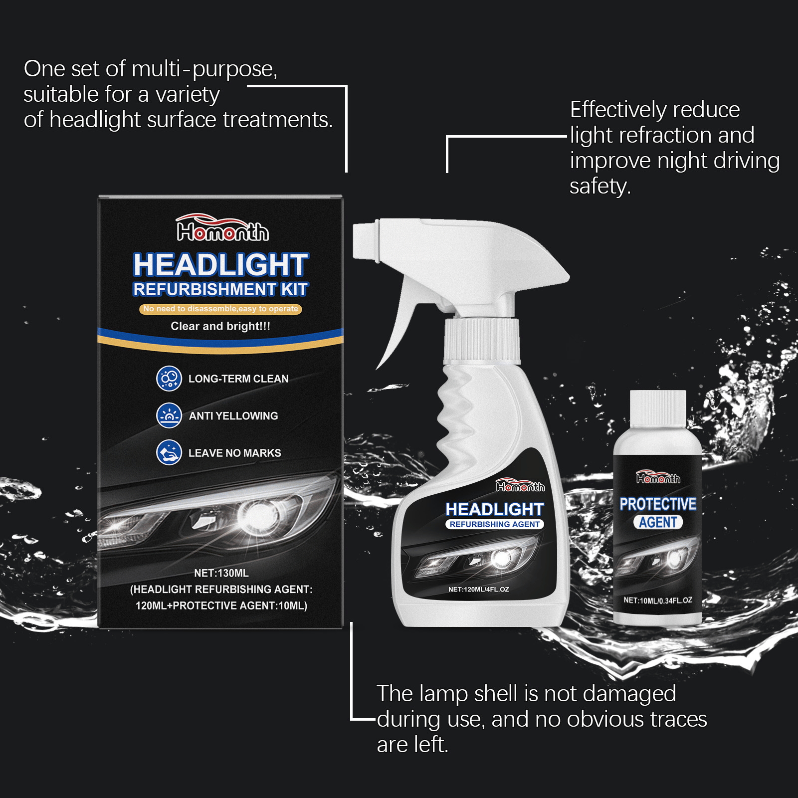 🚘 Automotive Headlamp Restoration Fluid, blurring enhanced crystalline coating refurbisher