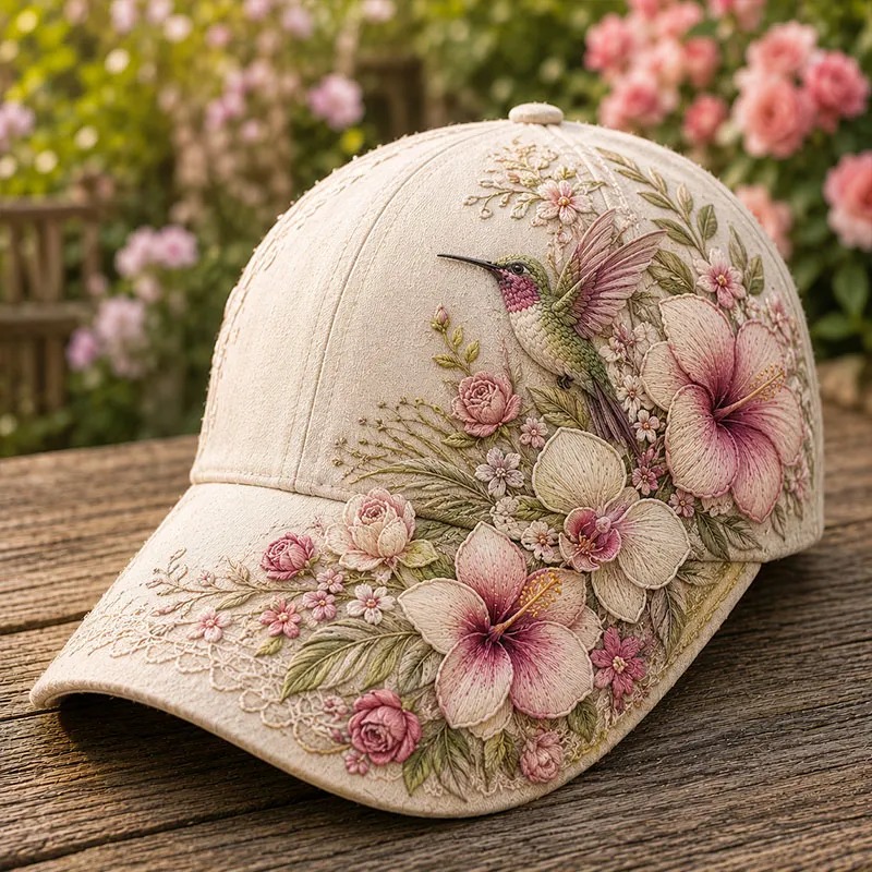 Tropical Hummingbird Floral 3D Vintage Baseball Cap