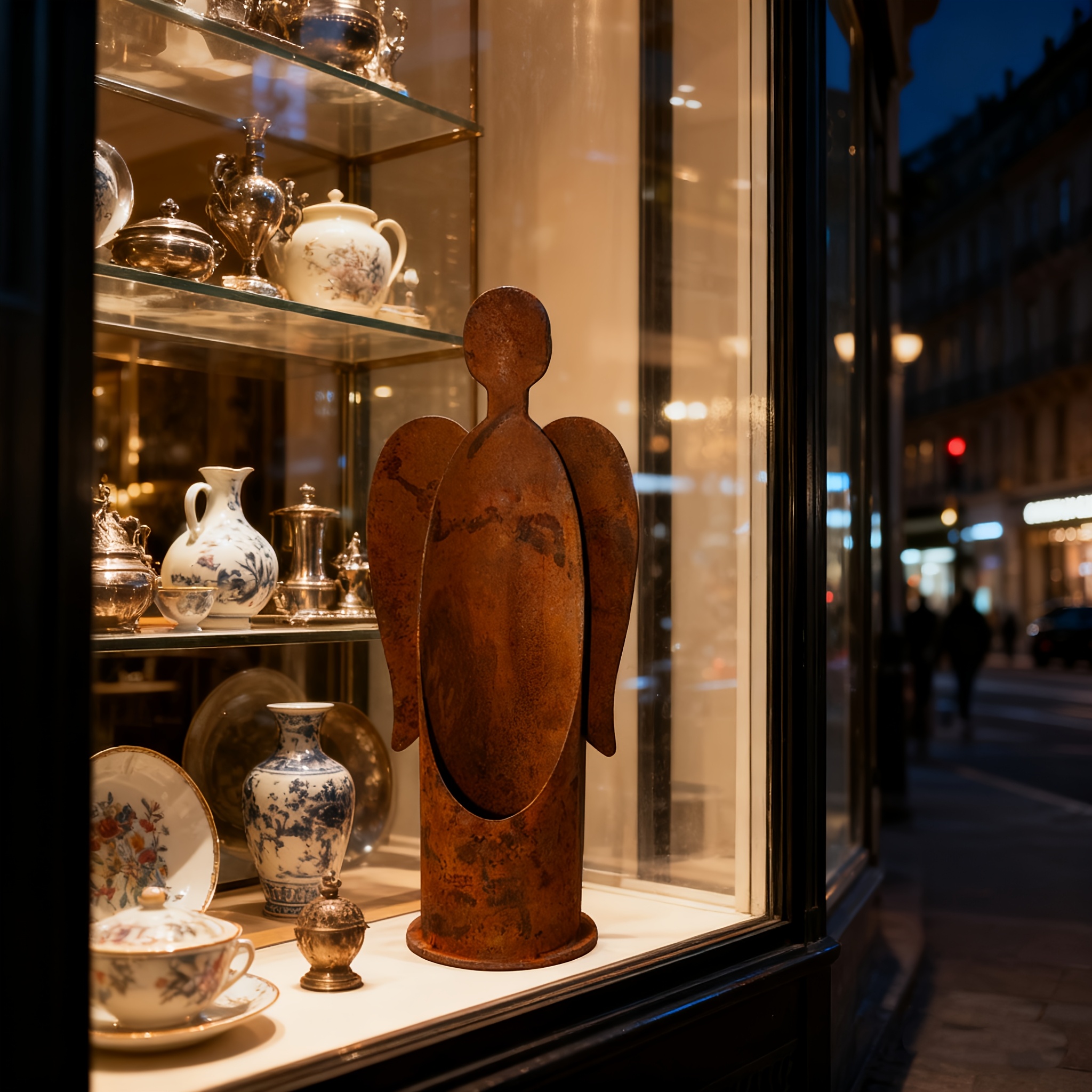 Rustic Metal Angel Garden Candle Holder and Plant Holder