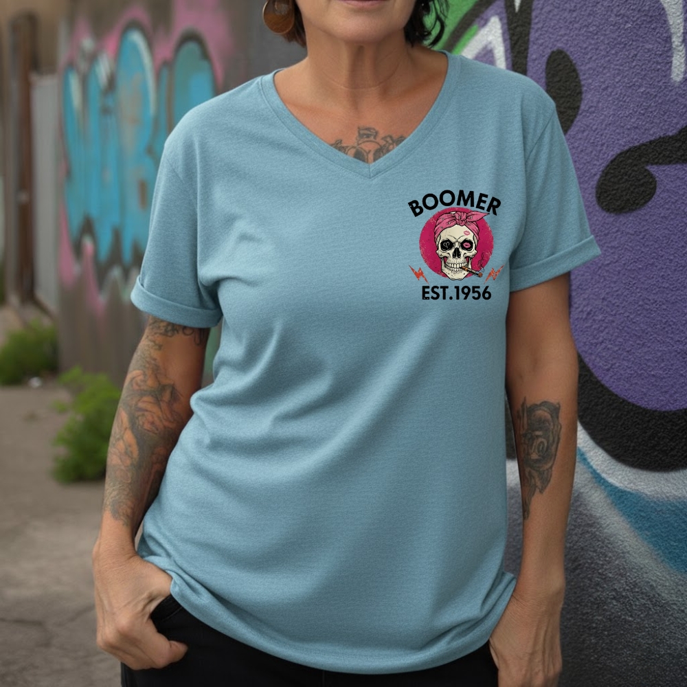 Walk Away I'm A Grumpy Old Lady Custom Year Of Birth Women's V-neck long sleeve, V-neck, Sweatshirt, Hoodie